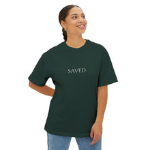 Load image into Gallery viewer, Saved Boxy Tee — Minimal Christian 'Saved' Graphic Shirt