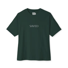 Load image into Gallery viewer, Saved Boxy Tee — Minimal Christian 'Saved' Graphic Shirt