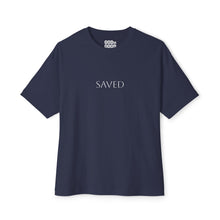 Load image into Gallery viewer, Saved Boxy Tee — Minimal Christian 'Saved' Graphic Shirt