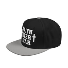 Load image into Gallery viewer, Snapback Hat — "Faith Over Fear" Embroidered Cross Cap