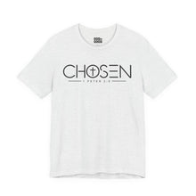 Load image into Gallery viewer, Chosen Christian T-Shirt — "Chosen" with Cross &amp; 1 Peter 2:9 Faith Tee