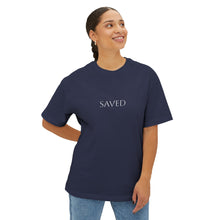 Load image into Gallery viewer, Saved Boxy Tee — Minimal Christian 'Saved' Graphic Shirt