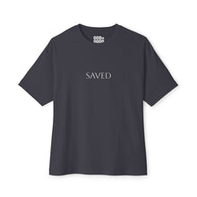 Load image into Gallery viewer, Saved Boxy Tee — Minimal Christian 'Saved' Graphic Shirt