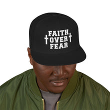 Load image into Gallery viewer, Snapback Hat — "Faith Over Fear" Embroidered Cross Cap